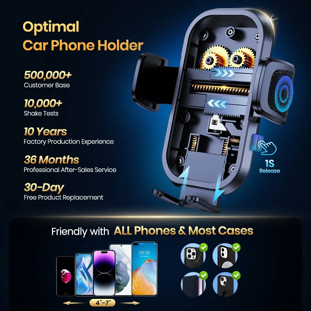 TOPK Supporto per telefono per auto Supporto per telefono cellulare con presa d'aria per auto Supporto per morsetto facile a mani libere nel veicolo Adatto a tutti i telefoni da 4 "a 7" - immagine 5