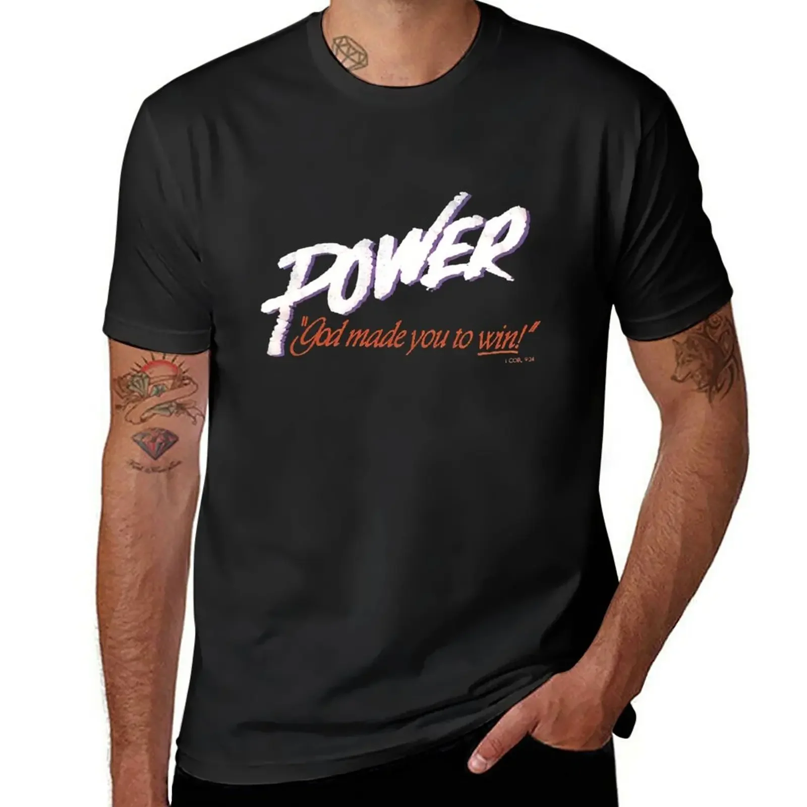 Мужские футболки с графическим принтом POWER God Made You to Win, большие размеры