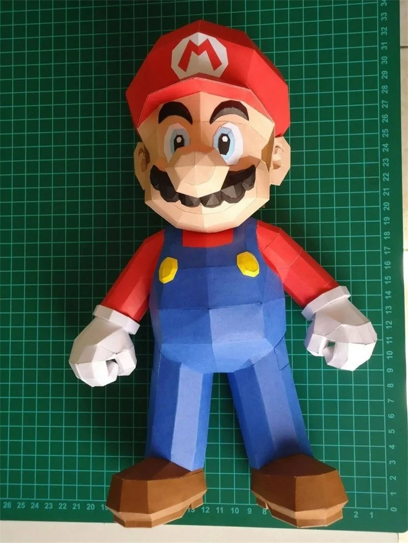 30cm Super Marioed Paper Model Game Figures Home Decor Desk Decoration Papercraft 3D DIY Puzzles Creative Handmade Toy Sculpture