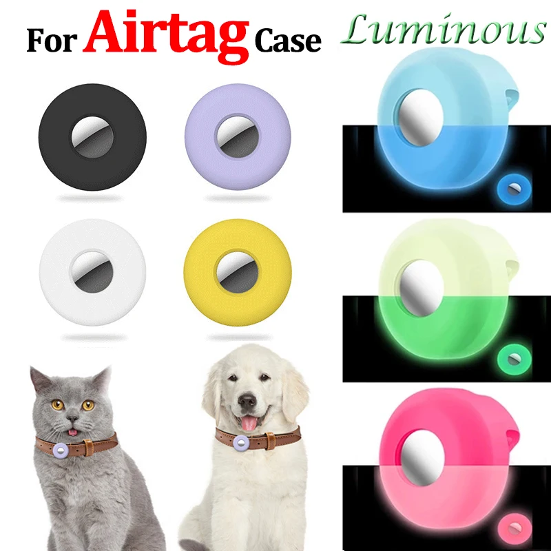 For Apple Airtags Luminous Silicone Cover Pet Portable Antilost