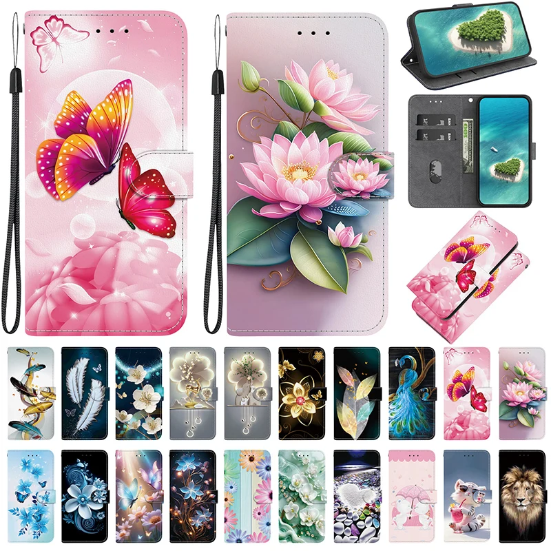 Magnetic Leather Flip Wallet Phone Case - Painted Pattern Design