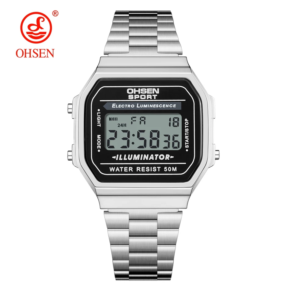 Luxury Gold Women's Digital Sport Watch - Stainless Steel, Electronic, with Alarm and Gift-Ready