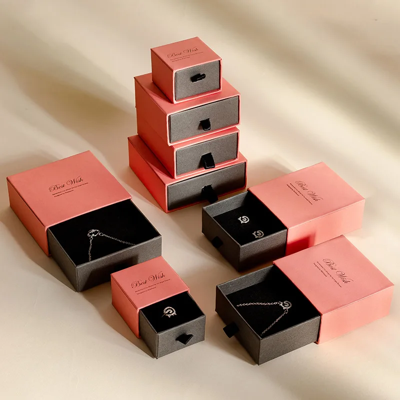 10pcs Contrast Color Pull-out Cardboard Jewelry Box Greeting Card for Necklace Ring Gift Display Creative  Packaging Case