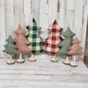 3pcs Plaid Mini Christmas Tree Ornaments For Kids Detachable Red/Green Merry Christmas Home Decoration Desktop Tabletop Decor