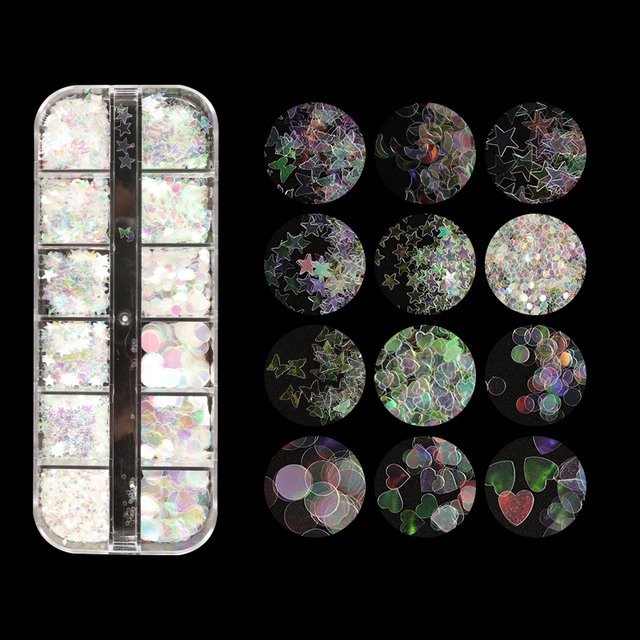 Valentines Empty Love Heart Nail Sequins Holographic Glitter Flakes Decor For DIY Accessories Designer Nail Supplies Tools