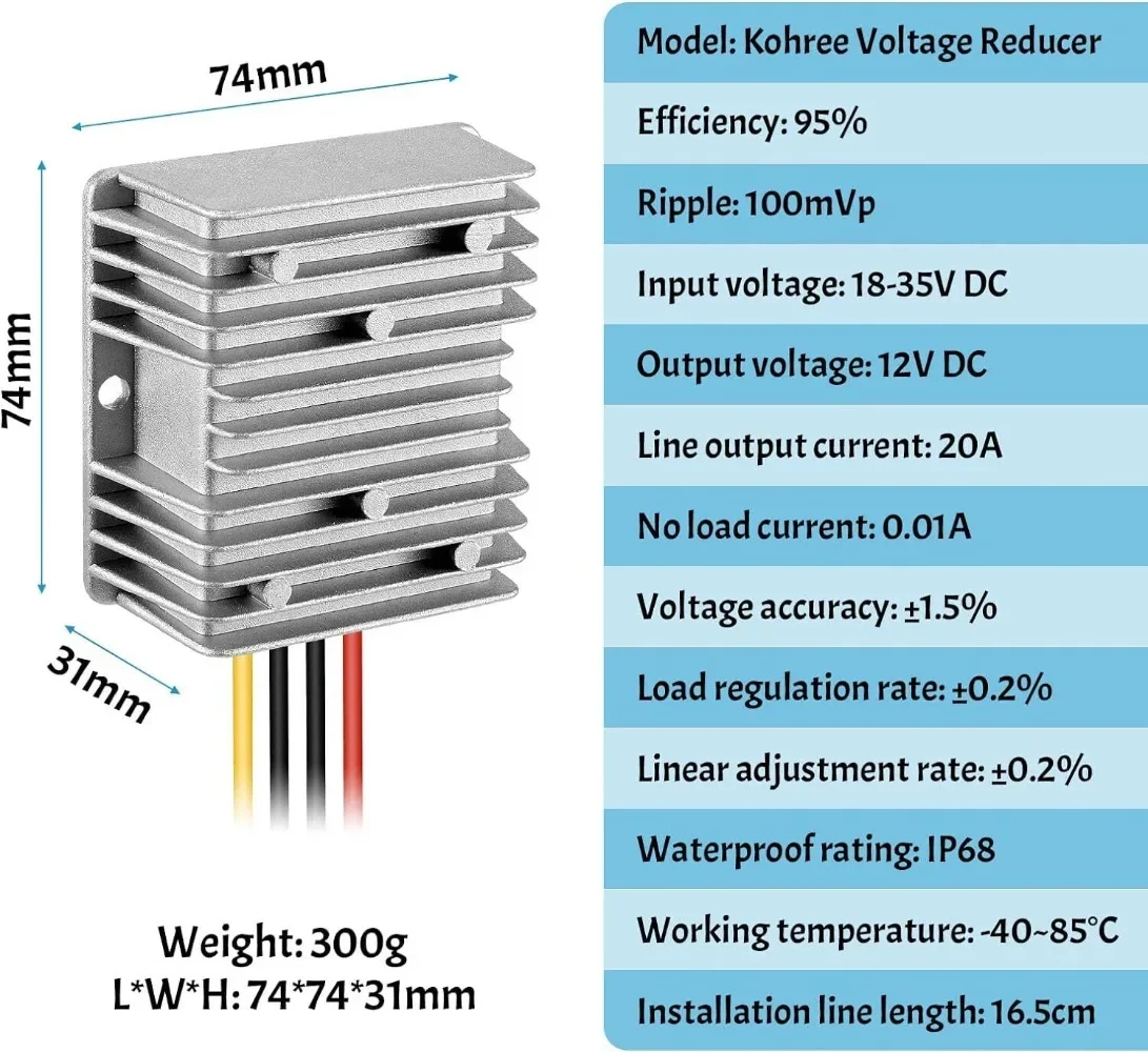 Makita 18V 리튬 이온 배터리 용 DC 18V  DC 12V 20A 240W 스텝 다운 컨버터 어댑터 DIY 자동 벅 부스트 전압 레귤레이터