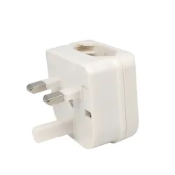 Universal Euro to UK Plug Adapter with Adjustable Fuse for Travel and Electrical Conversion (White)
