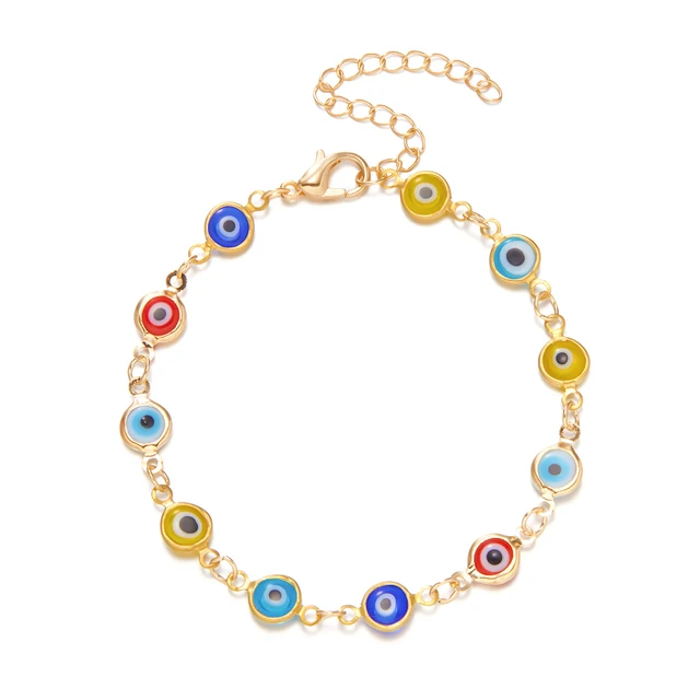 Lucky Turkey Evil Eye Bracelet For Women Men Colorful Red Blue Eye Adjustable Metal Chain Bangles Good Luck Wealth Jewelry Gifts 6