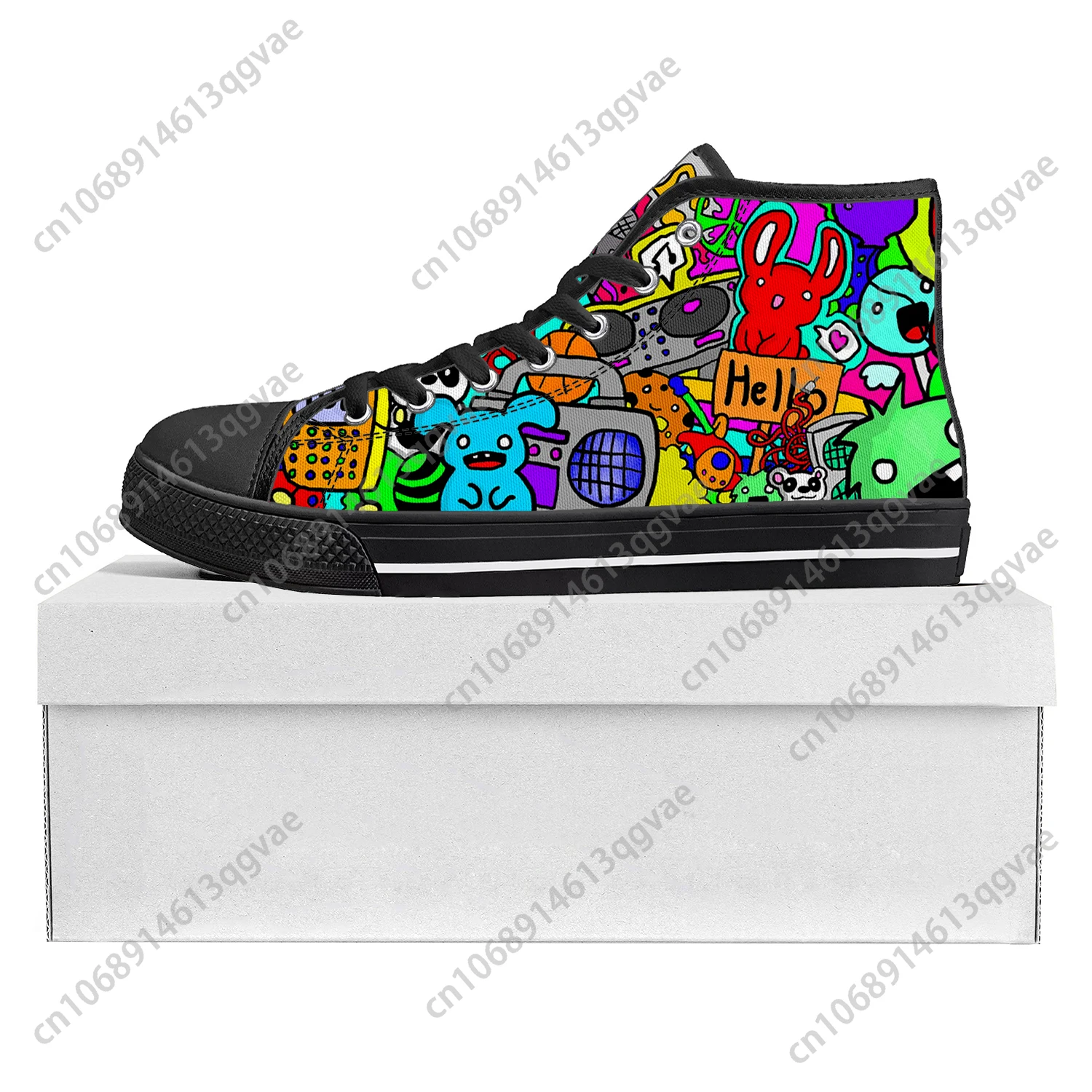 Graffiti Monsters Street Art High Top High Quality Sneakers Mens Womens Teenager Canvas Sneaker Custom Made Shoe Couple Shoes