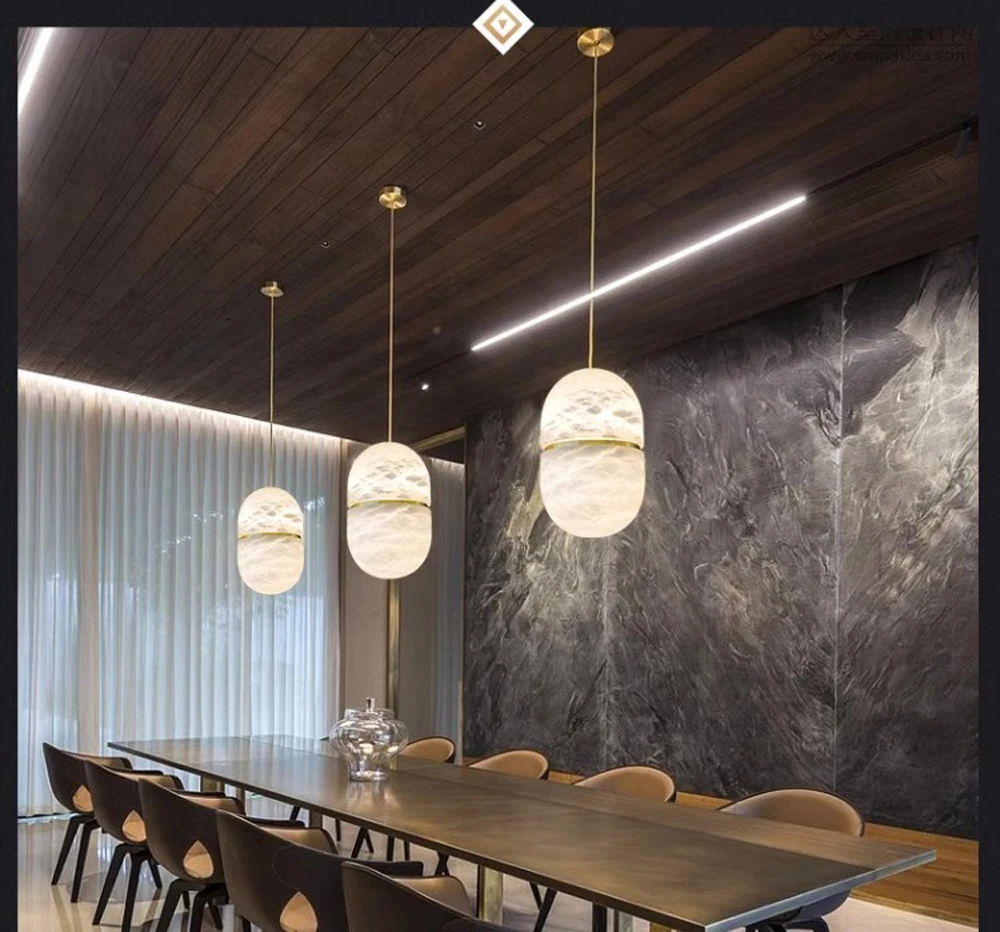 Moderne Stein Pendelleuchte Luxus Weiß Marmor Pendelleuchte Für Wohnzimmer Flur Kunst LED Esszimmer Hängeleuchte – Detail 17