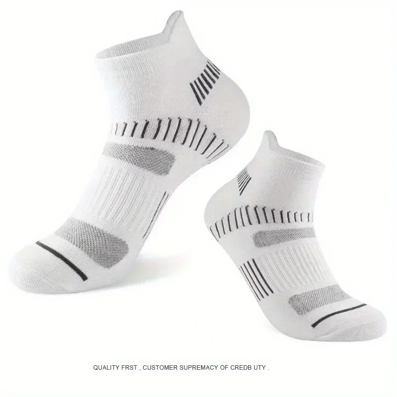 5/6 Pairs Men's Socks Athletic Cushioned Support Ankle Socks Cotton Blend Breathable Comfortable Low Waist Crew Socks For Sports