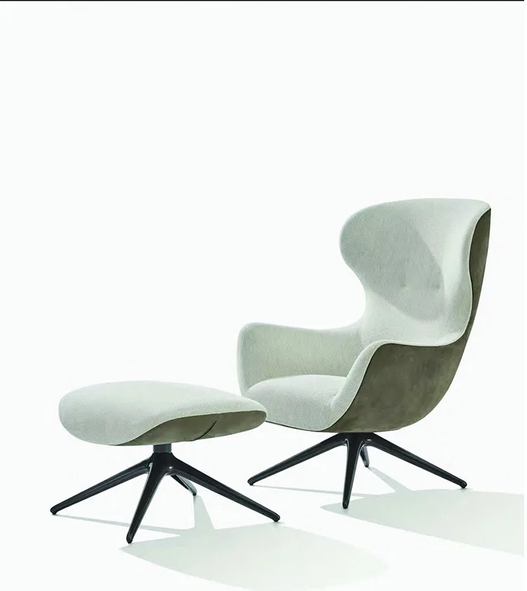 Description Picture 4 of itemItalian Minimalist Casual Single Living Room Sofa Chairs With Footstool Designer Nordic Rotating Leisure Lounge Chair Furniture