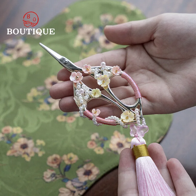Chinese Antique Hand-woven Tea Scissors High-end Tea Art Knife Tassel Pendant Mini Scissors Teaware Ceremony Accessories