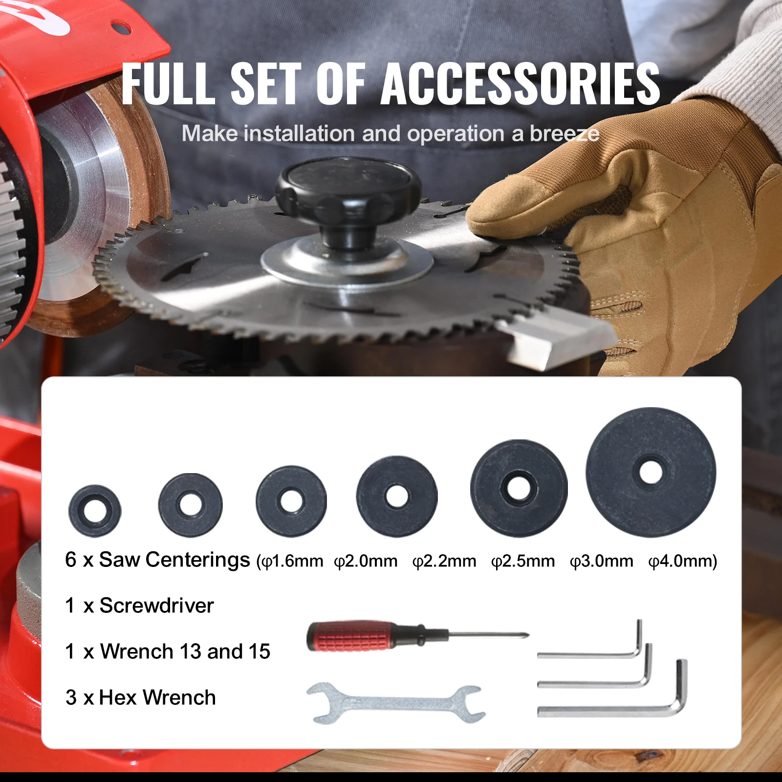 VEVOR Circular Saw Blade Sharpener 370W Sharpening Machine 3600RPM Saw Blade 5Inch Wheel Rotary Mill Polisher for Carbide Tipped 5