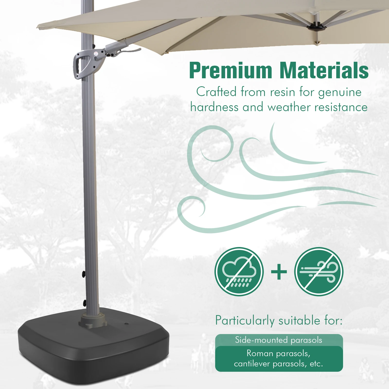 Cantilever Umbrella Base W/ Wheels Patio Umbrella Base Outdoor Umbrella Holder for Outdoor Deck Lawn Garden