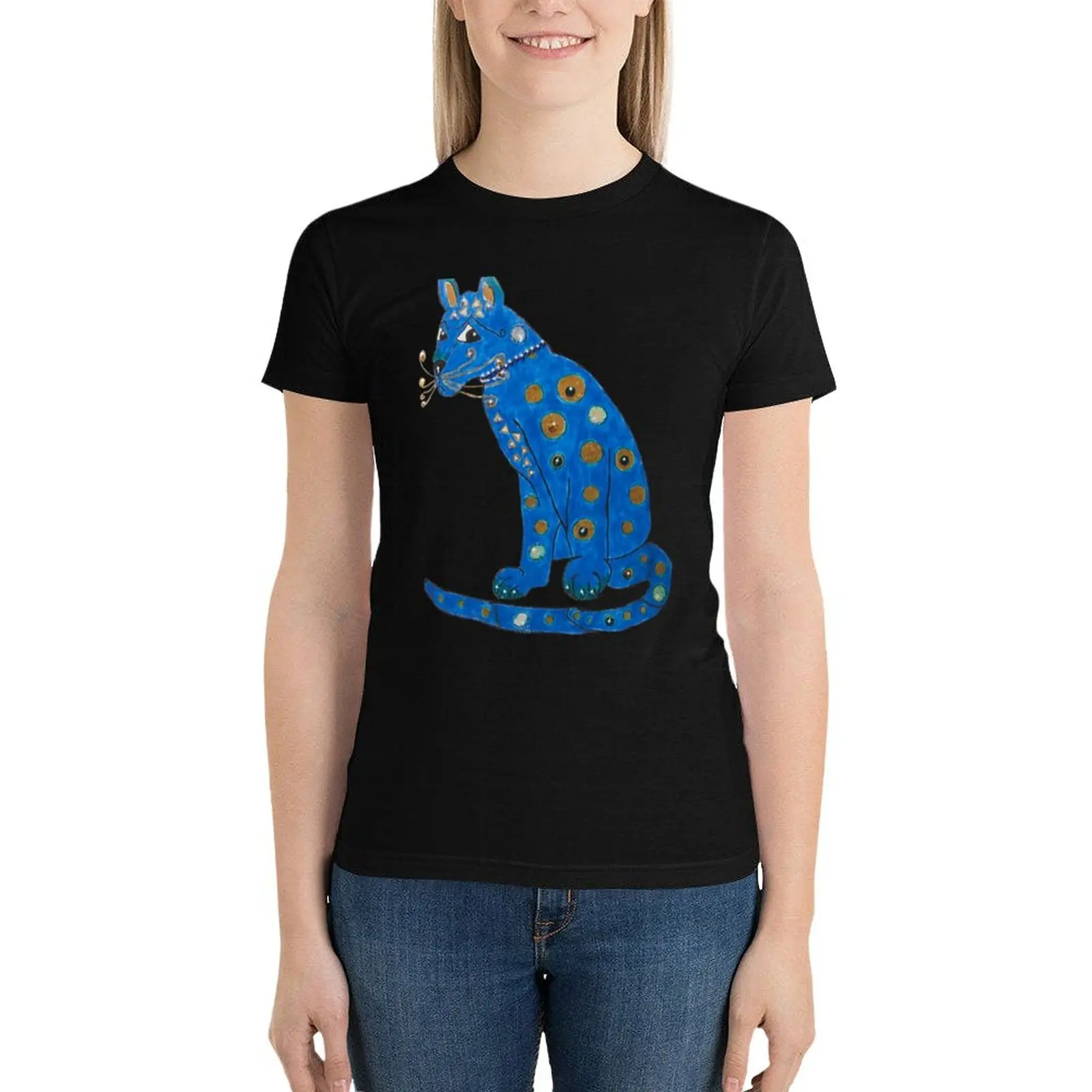 

blue cat T-Shirt Female clothing kawaii clothes graphics Women's clothing