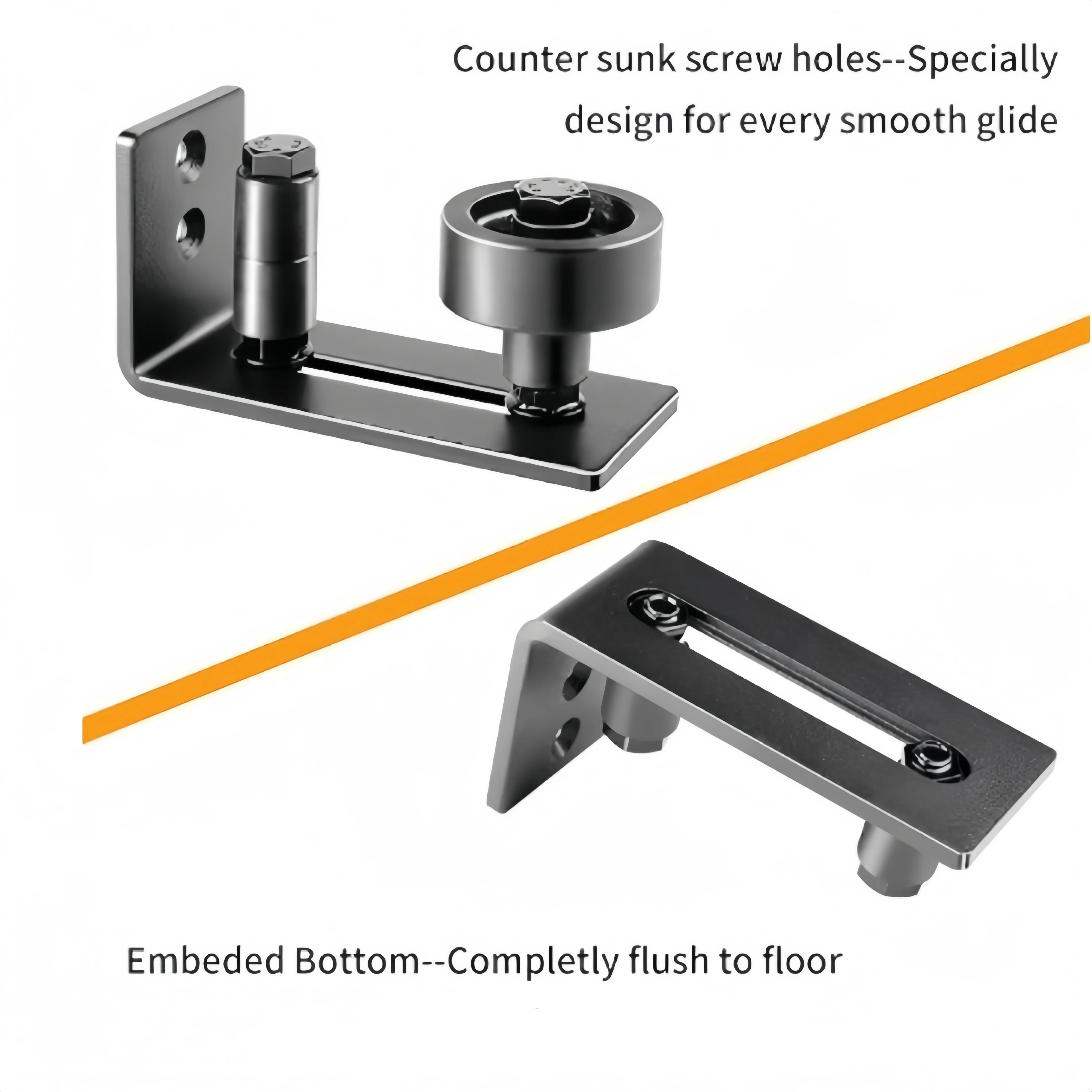 Description Picture 6 of itemAdjustable Floor Bottom Guide Sliding Barn Door 8 Setup Options for DIYers Flush Design Bottom Flat Stay Roller