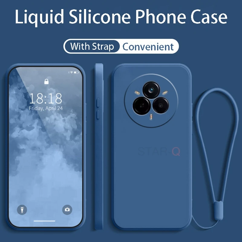 Liquid Silicone Phone Case with Lanyard - Original Strap Back Cover