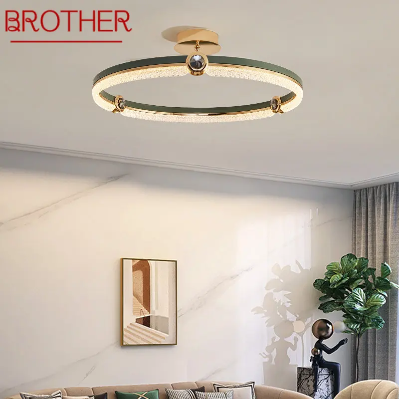 

BROTHER Vintage Crystal Ring Ceiling Lamp Modern Creative Light Luxury LED Fixtures For Home Living Decor