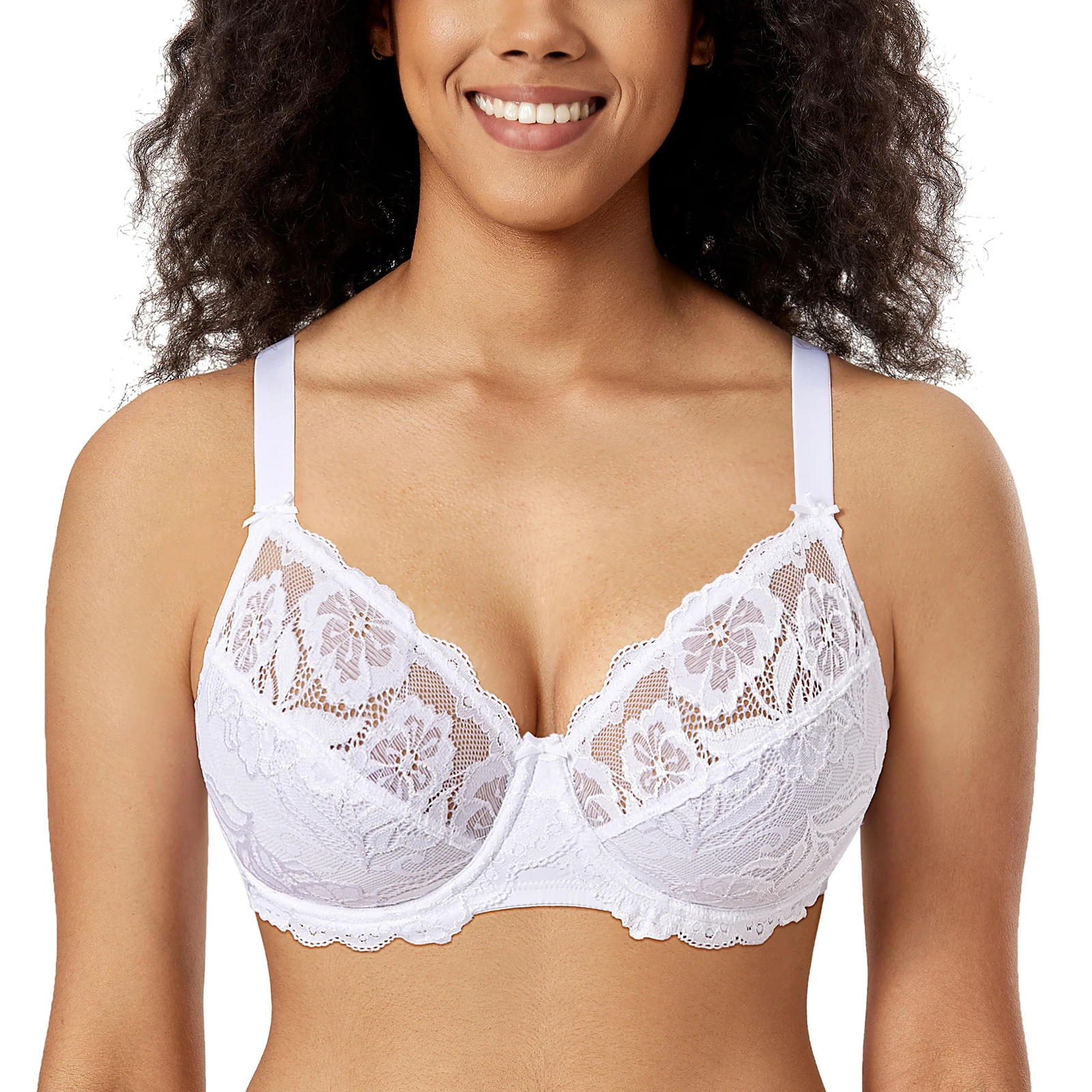 Women's Floral Lace Minimizer Bra Smooth Underwire Full Coverage