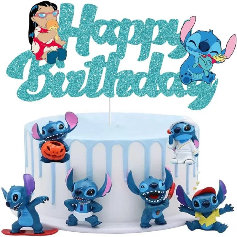 Lilo Stitch Cake Decorations  Lilo Stitch Cupcake Toppers - Disney Glitter  Cake - Aliexpress