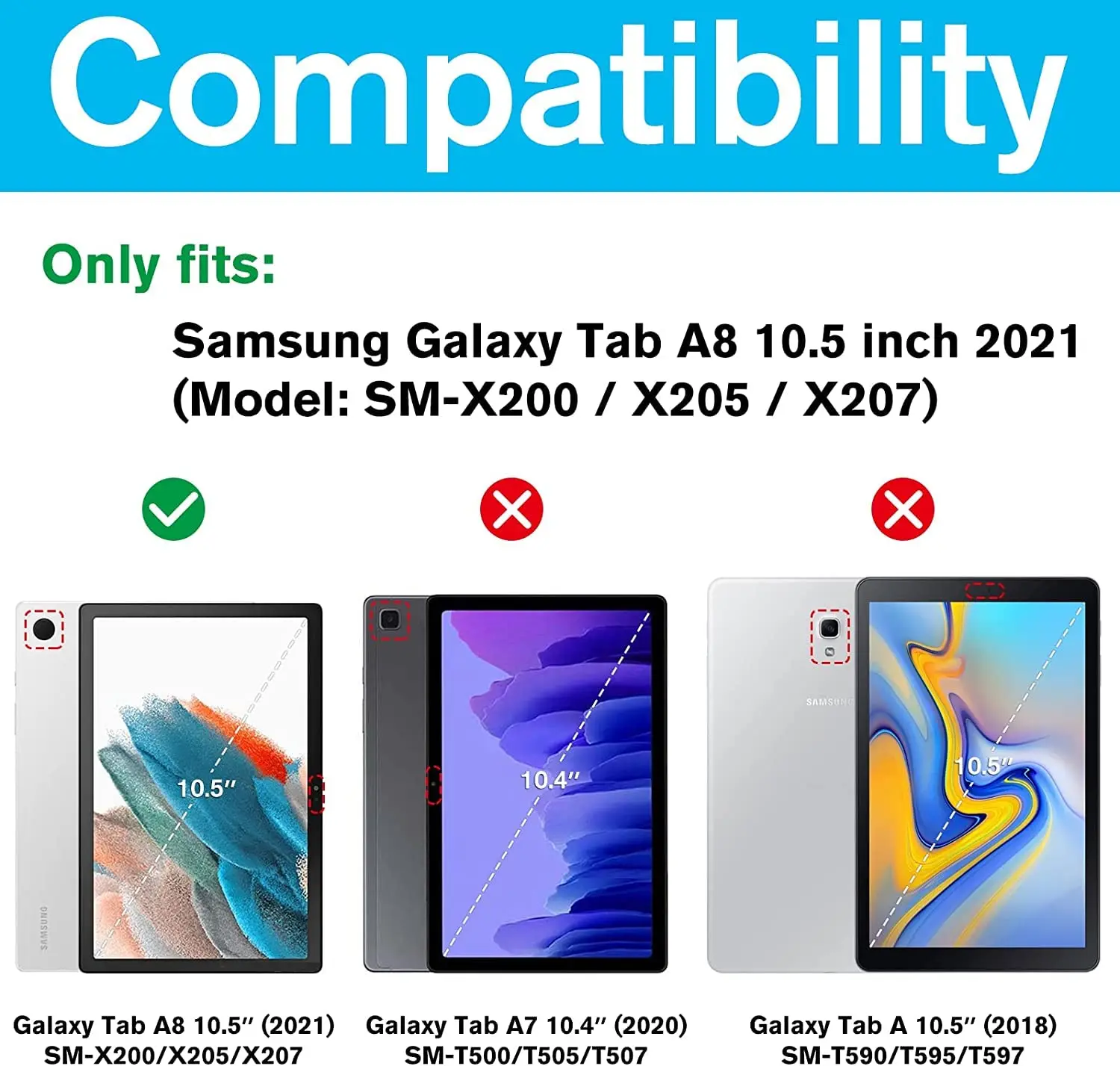 Screen Protector for Samsung Galaxy Tab A8 10.5 inch 2021 SM-X200/X205/X207 HD 9H Hardness Anti-Scratch Anti-fall Tempered Glass 2