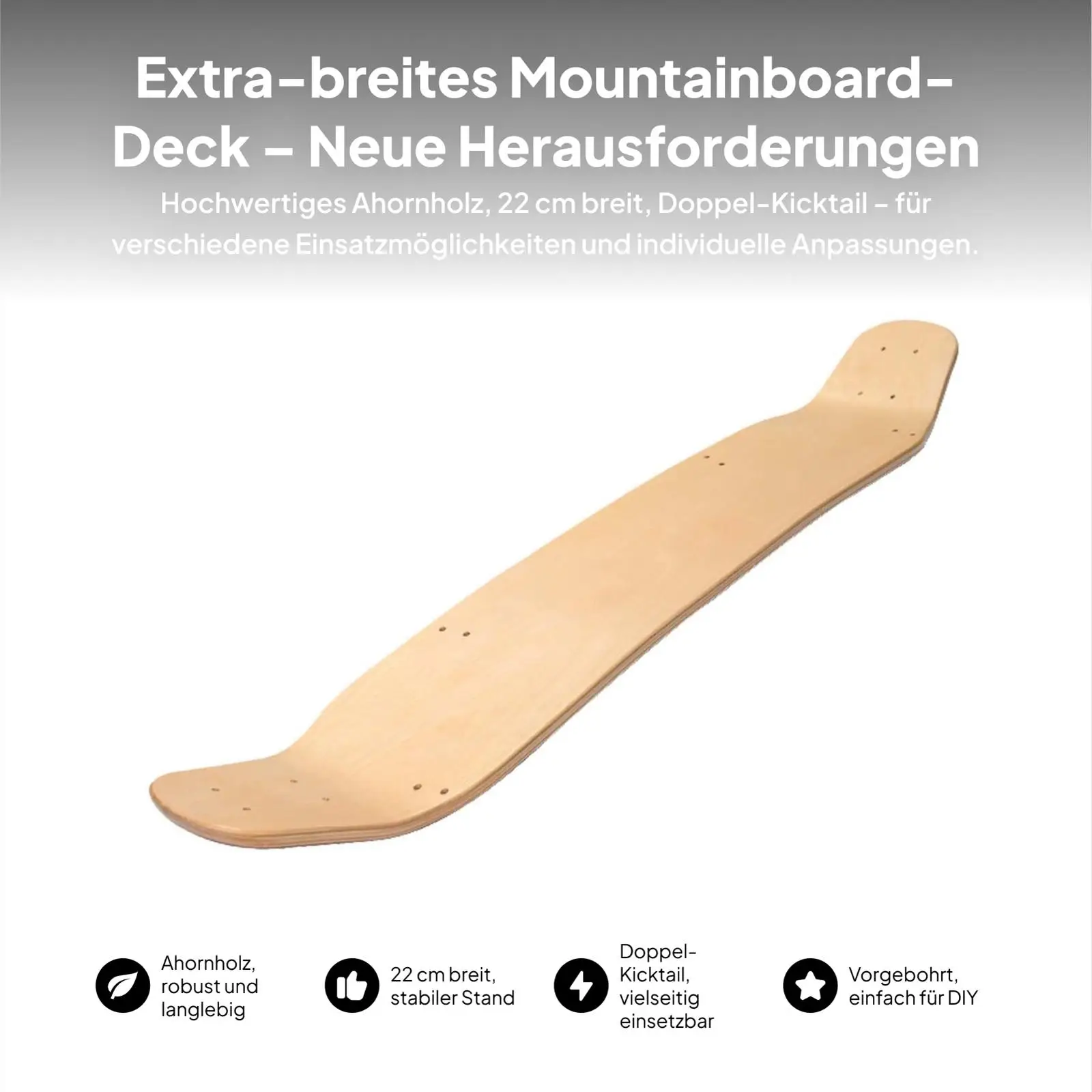 Skateboard Deck Pre Holes Sturdy Construction Wood Decorate It Double 36.22'' x 8.66'' Kiteboard Deck Longboard Deck