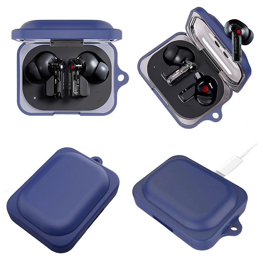 Crystal Clear Shockproof Earphone Case with Keychain Clip