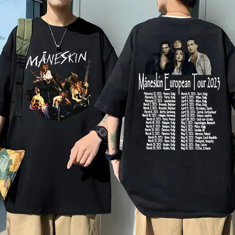 maneskin tシャツ Włoska zespół rockowy Maneskin T-shirt z nadrukiem męska 100