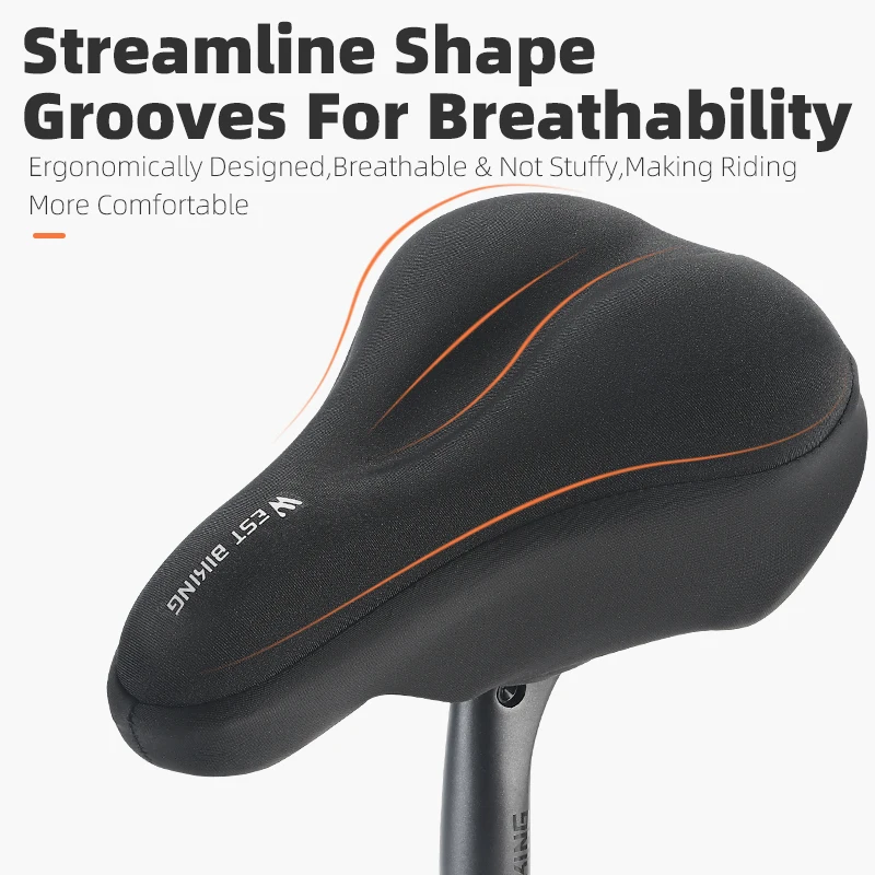 WEST BIKING Bicycle Saddle Cover Comfortable Silicone Memory Foam Bike Seat Cover Soft Thicken Cushion Cover Bike Accessories