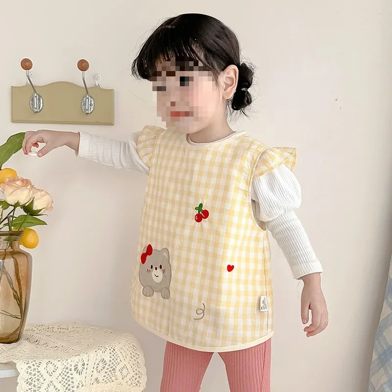 Waterproof Thin Sleeveless Baby Bibs Toddler Feeding Smock Child Eating Apron Lightweight Baby Clothes Infant Feeding Covers