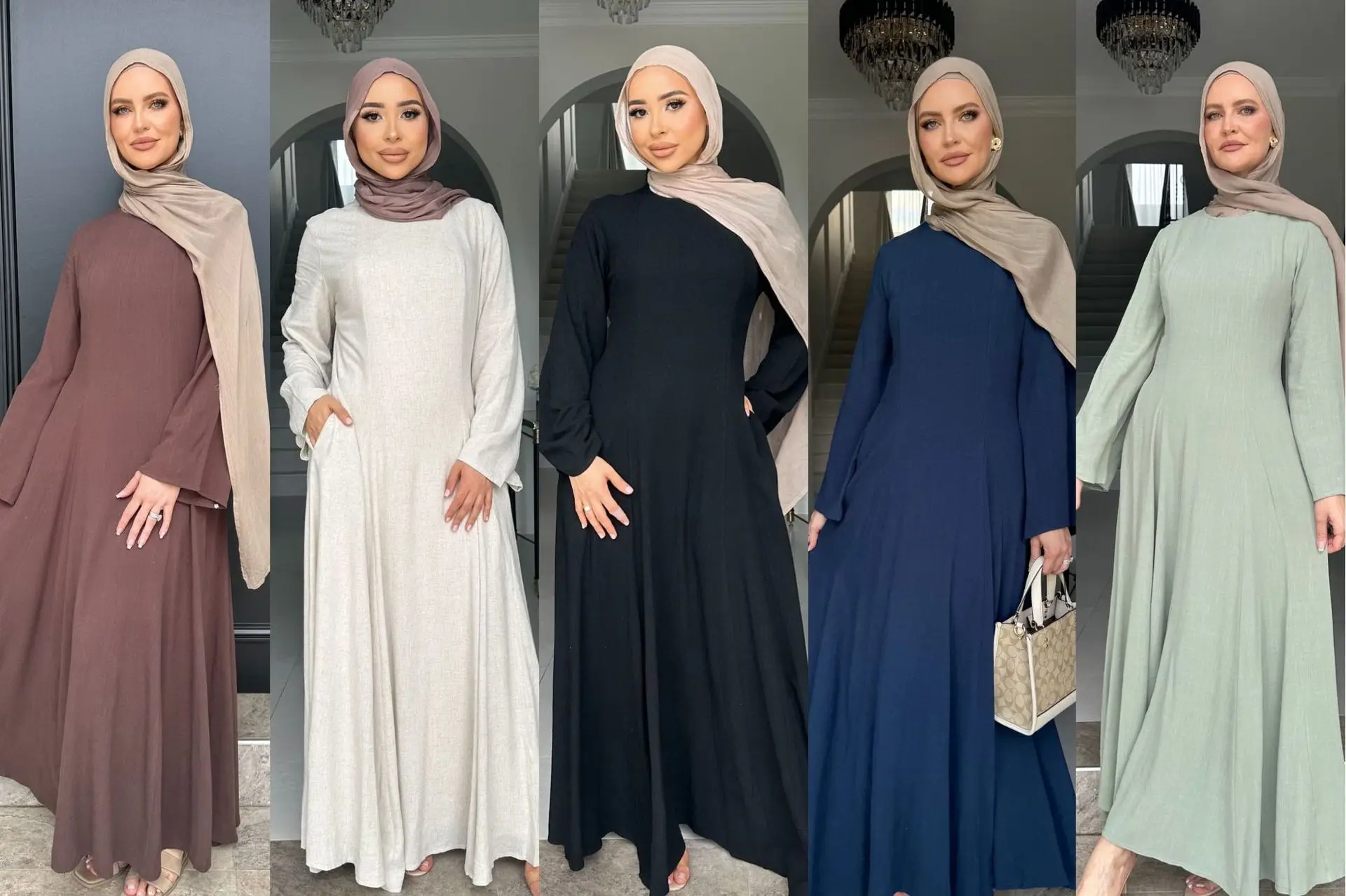 2025 New Muslim Dress for Women Dubai Turkey Abaya Solid Color Back Strap Adjustment Dresses Islam Modest Robe Islamic Clothing 1