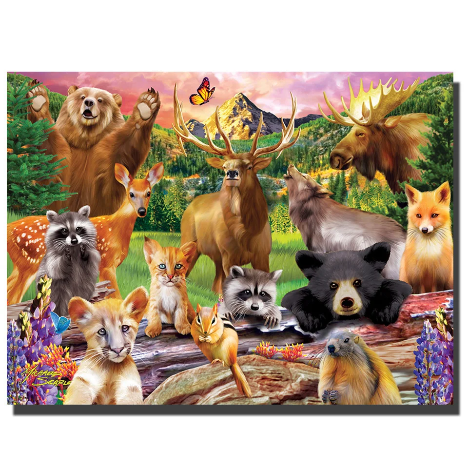 5D DIY Diamond Painting Bear Lion Deer Leopard Scenic Full Square Round diamond Embroidery 3d Puzzle Home Decor I308 |