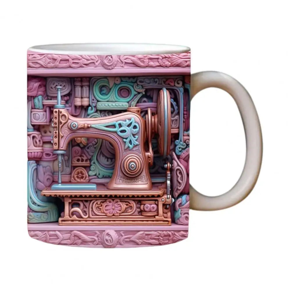 

Office Coffee Cup Unique 3d Sewing Painted Mug Space Design Microwave-safe Handle Multi-purpose Gift Supplies for Loved Ones 3d