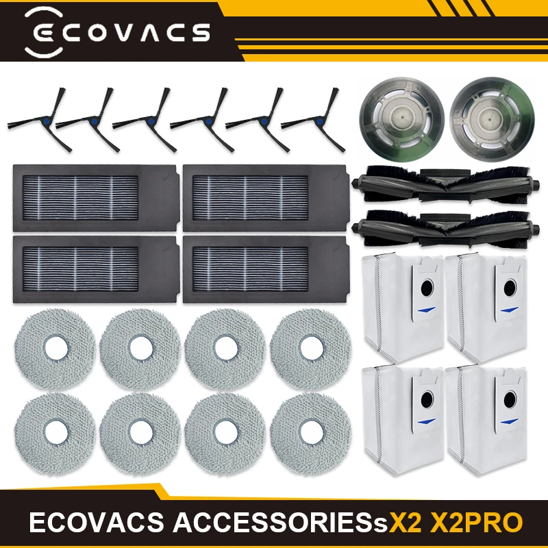 

Аксессуары для очистки швабры Ecovacs X2/X2 Pro, расходные материалы, мешок для швабры, мешок для пыли, основная боковая щетка, фильтр, Швабра, ролик, запасные части