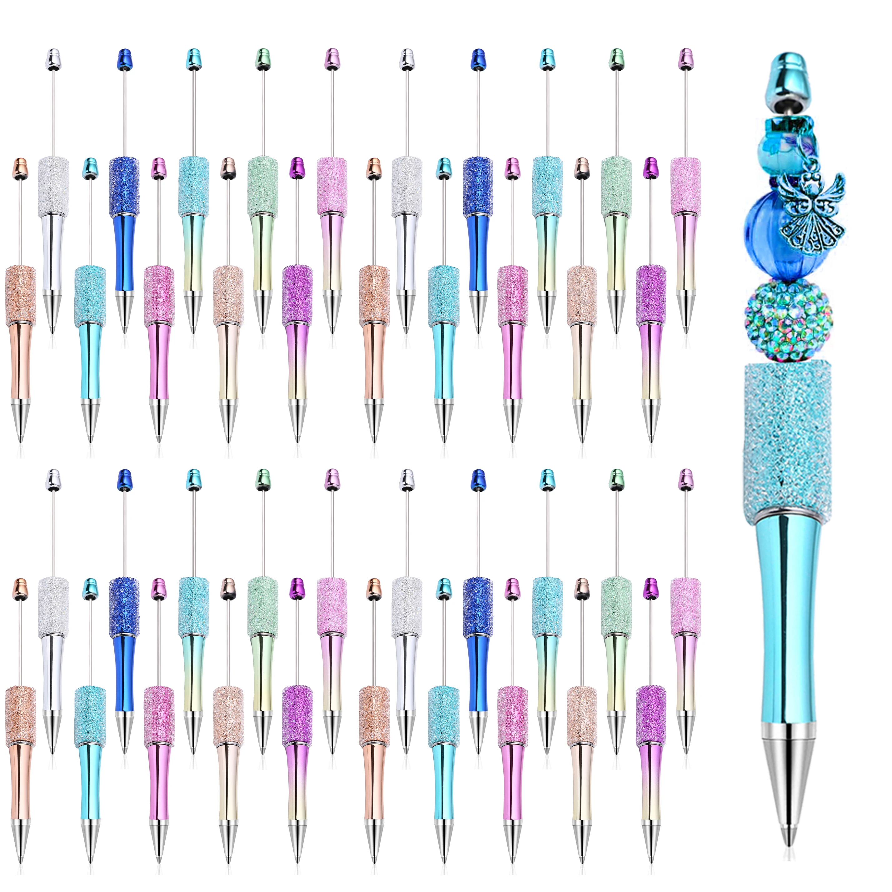 40Pcs Wholesale Full Star Beaded Pen Creative DIY Handmade Sticker Set Diamond Beaded Ballpoint Pens