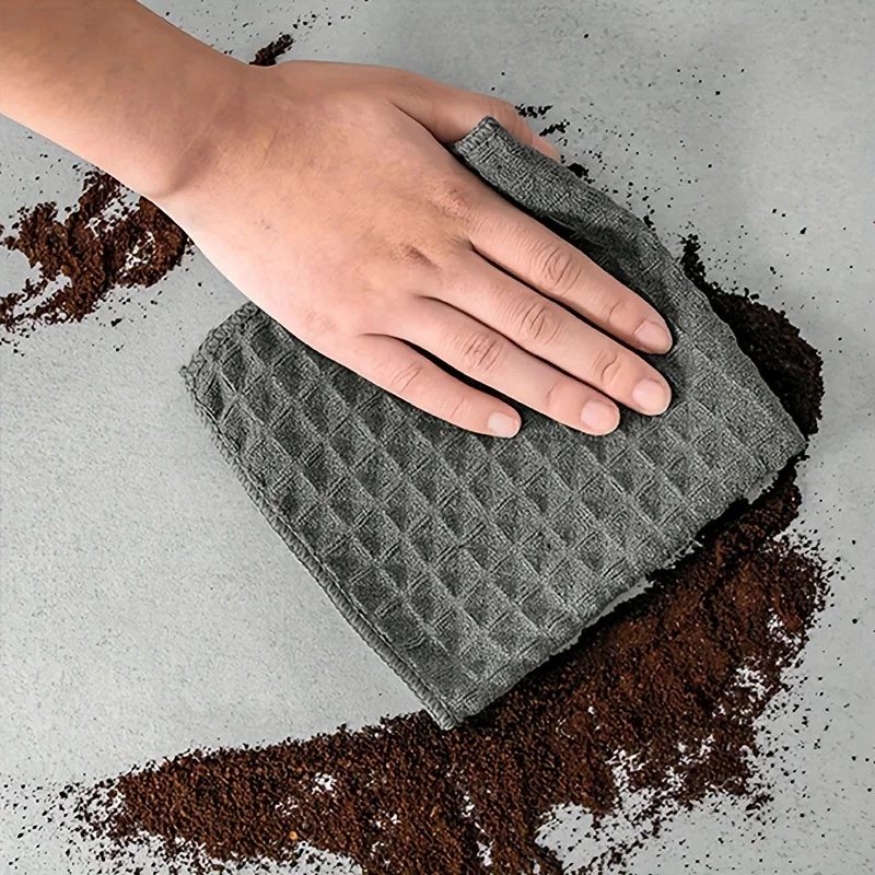 8PCS/Coffee machine rag non-shedding Strong absorbent Waffle rag Coffee machine cleaning cloth Microfiber pineapple rag bar rag 3