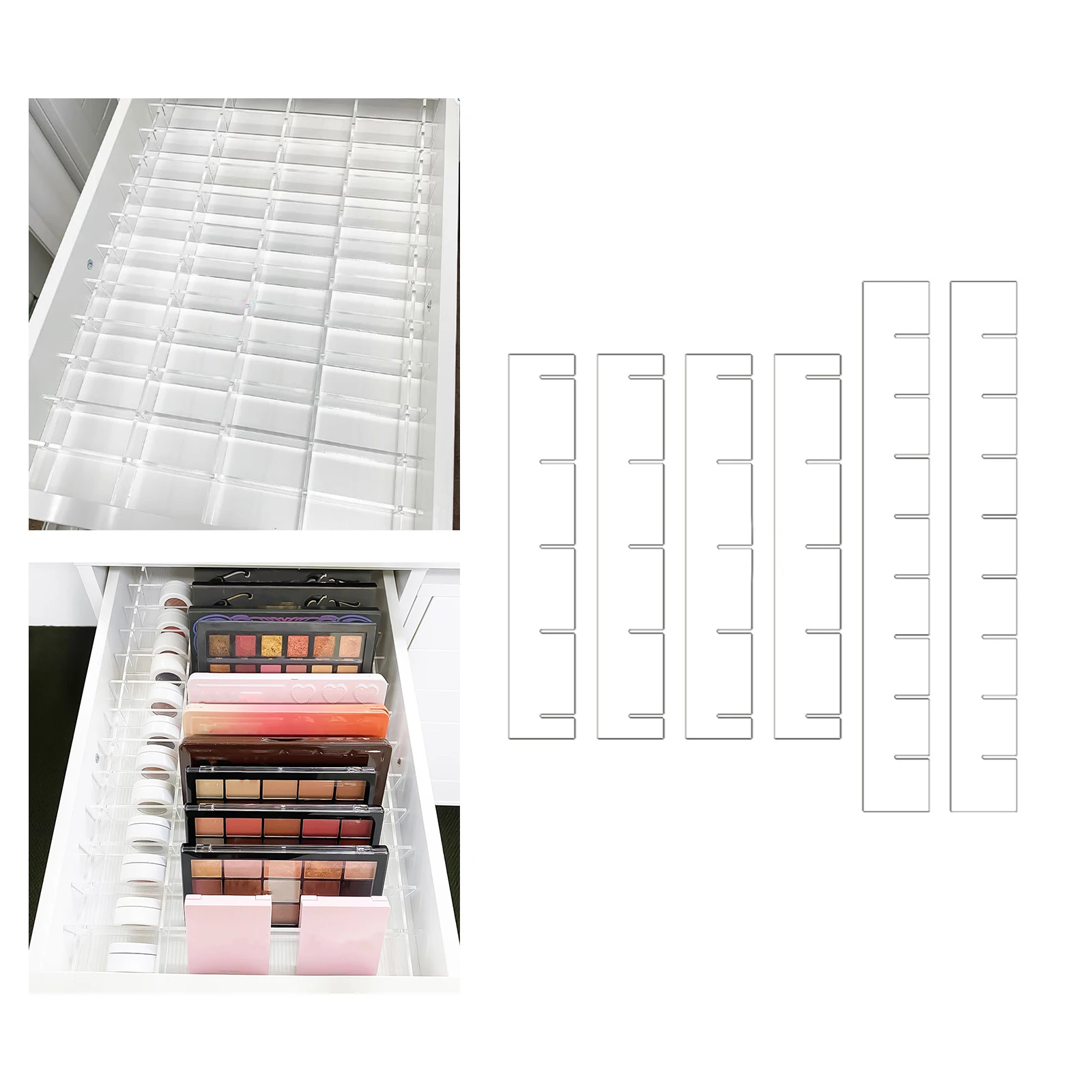 Stackzy Set di organizer per cassetti, vassoio organizer per trucchi, contenitore trasparente per cosmetici, per camera da letto, set di posate per utensili, divisorio, per riporre e organizzare la