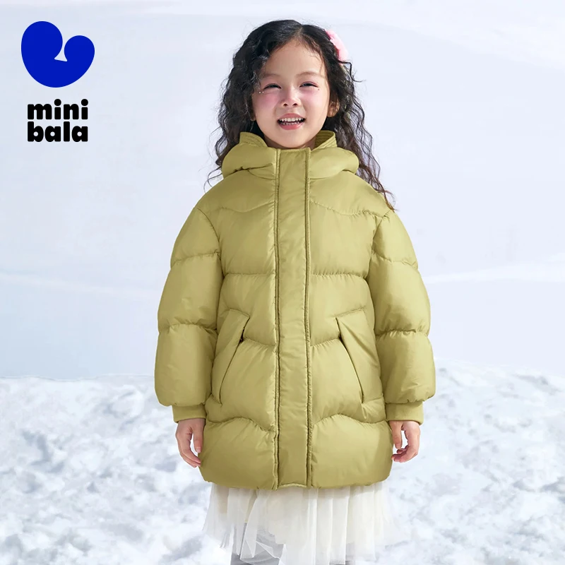 미니 Balabala 키즈 롱 다운 코트 겨울 두꺼운 따뜻한 퍼퍼 재킷 소년과 소녀를위한