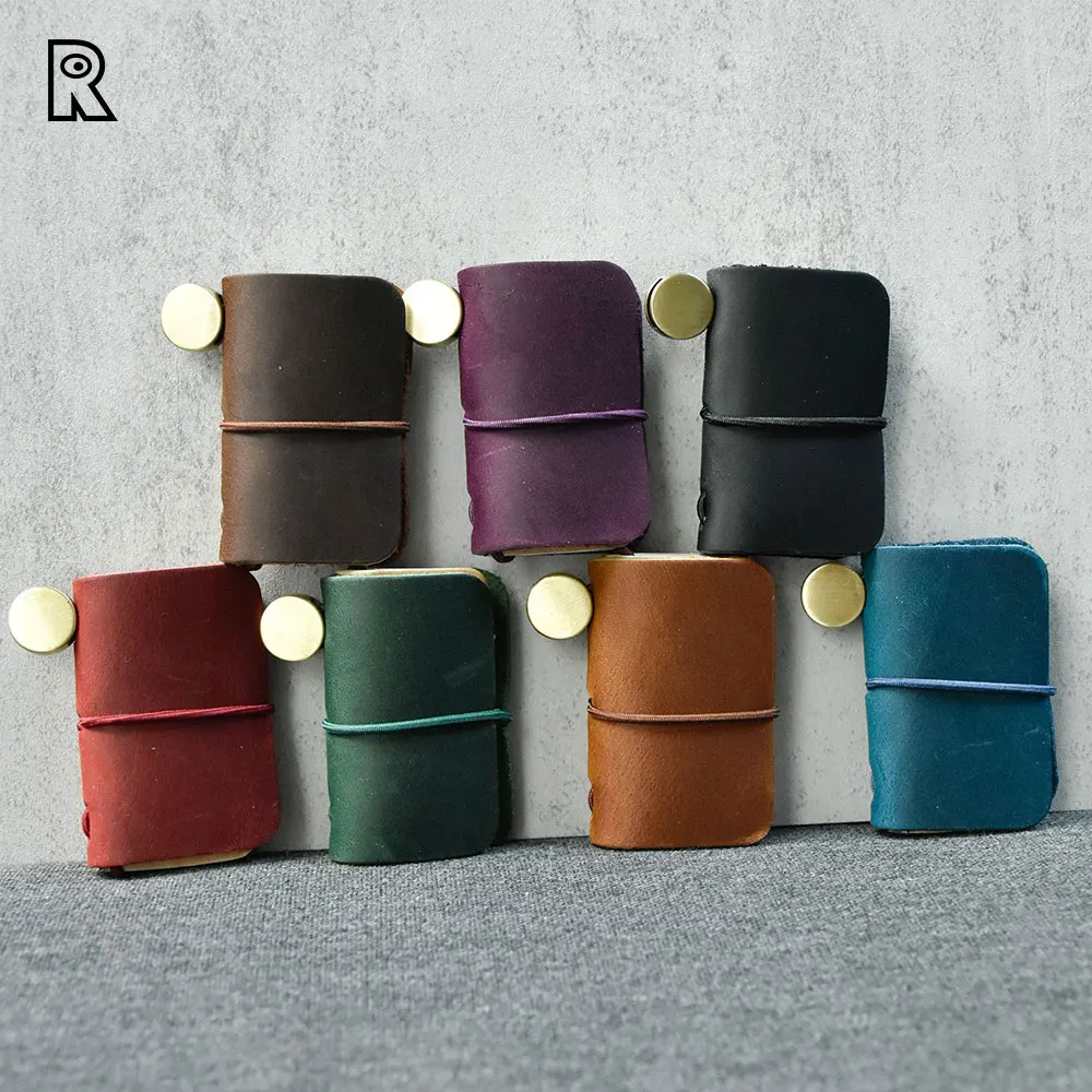 

Миниатюрные блокноты Crazy Horse с кожаной обложкой, журнал для путешествий, книжки для записей, милый подарок «сделай сам», маленькая книжка, украшение на 64 страницы