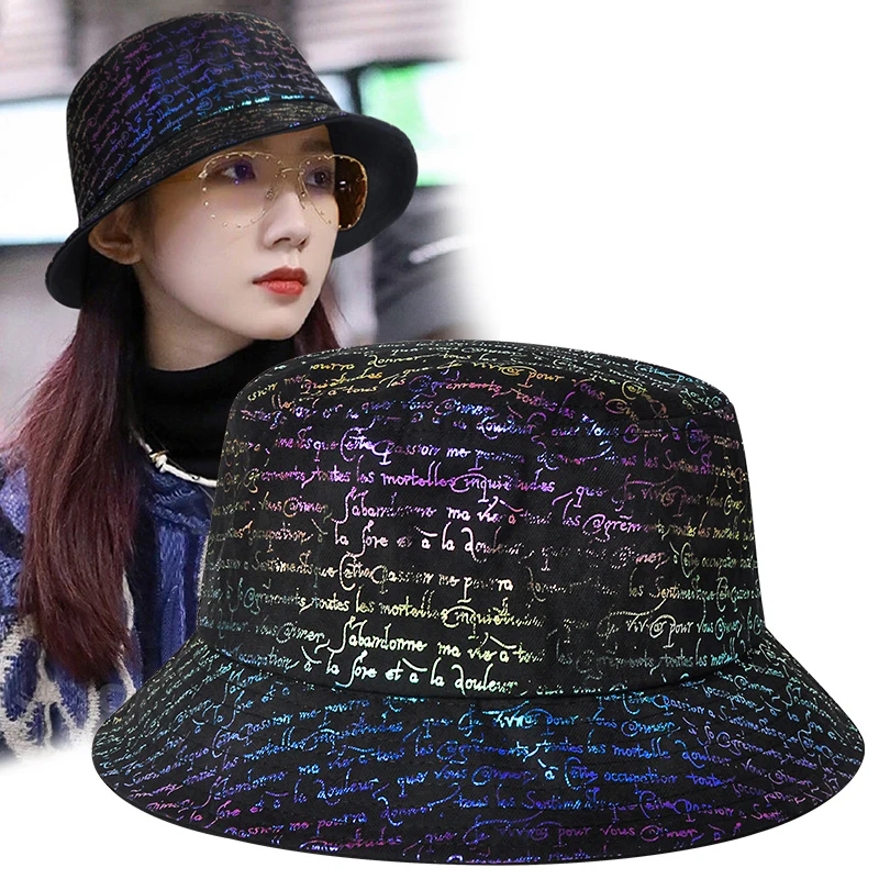 

Women's Bucket Hat Female Baseball Cap Gradient Fashion Luxury Brand Summer Laser Fishing Hat Outdoor Sports Trucker Cap Hip Hop