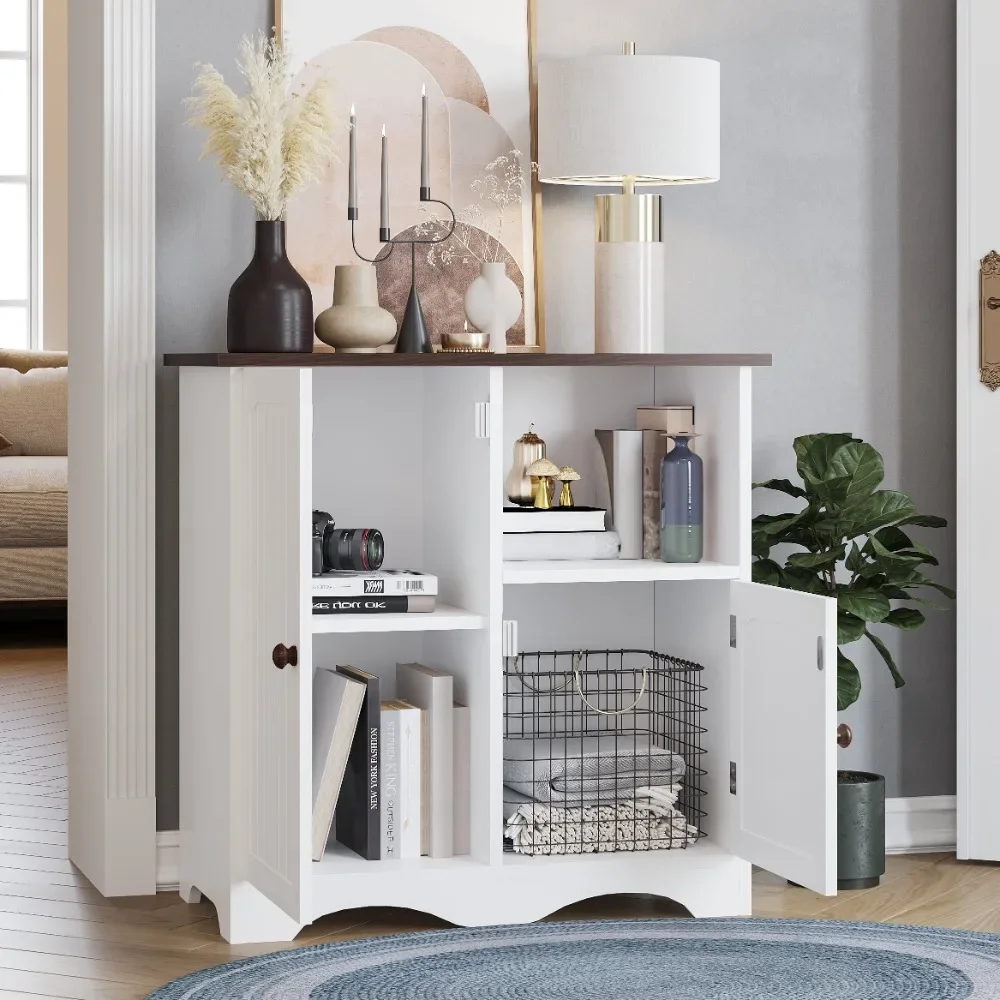 

Кухонный шкаф для хранения декстриса буфетный шкаф с 2 дверцами и открытой полкой для столовой кухни, высокое качество прочность