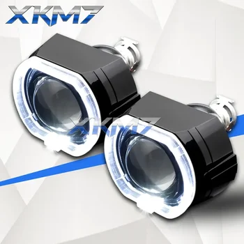 Bi-xenon 프로젝터 헤드라이트 렌즈 스퀘어 LED 엔젤 아이즈 키트, 운전 조명 튜닝, 자동차 액세서리, H1 HID LED 개조 스타일, H4 H7