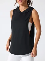 Women's Quick-Dry Breathable Sport Vest - Slimming Fit Hooded Design with "Never Give Up" Back Print Collar Summer Gym - Image 2