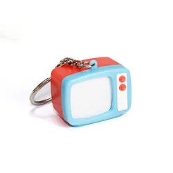 Creative TV - Shaped LED Keychain - Cute Mini Toy with Sound & Light Emission, Unique Novelty Gift (Dark Red)