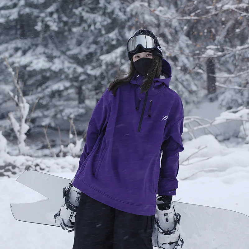 SEARIPE Ski Hoodies Women Men Thermal Waterproof Windproof Warm Snow Jacket Snowboard Wear Winter Outdoor Sports Clothing Hooded