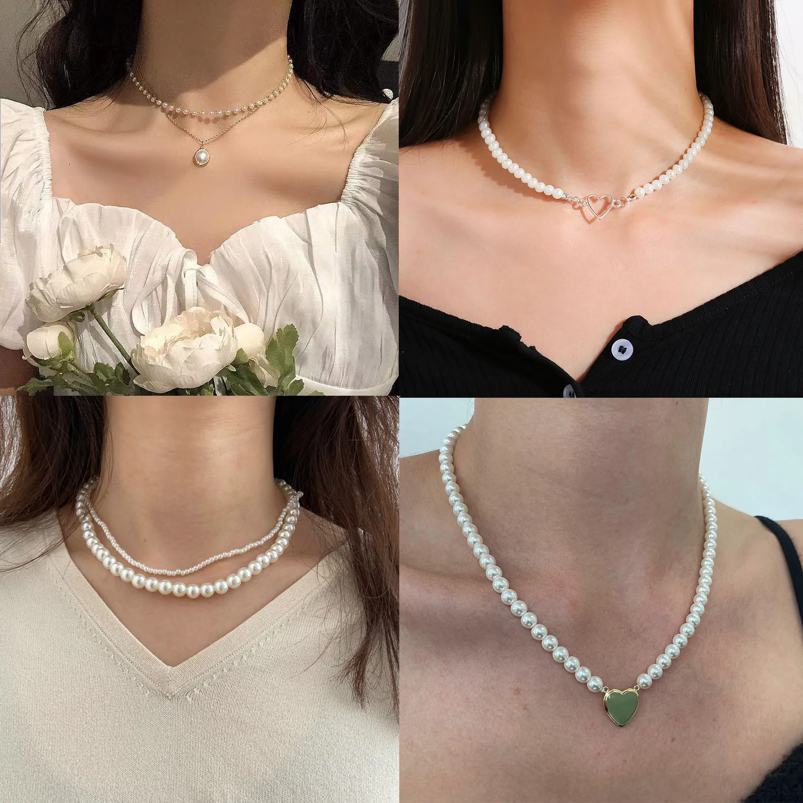New Trendy Fashion Gold Color Alloy Cute Elegant Pearls Butterfly Pink White Pendant Necklace for Women Fashion Jewelry Dropship