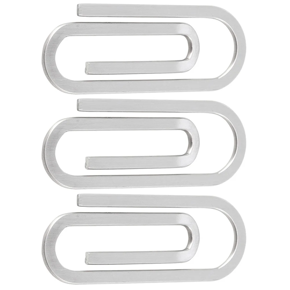 

3 Pcs Paper Clip Mens Money Office Creative Clips File Photo Binder Small Stainless Steel Accessories Holder Portable