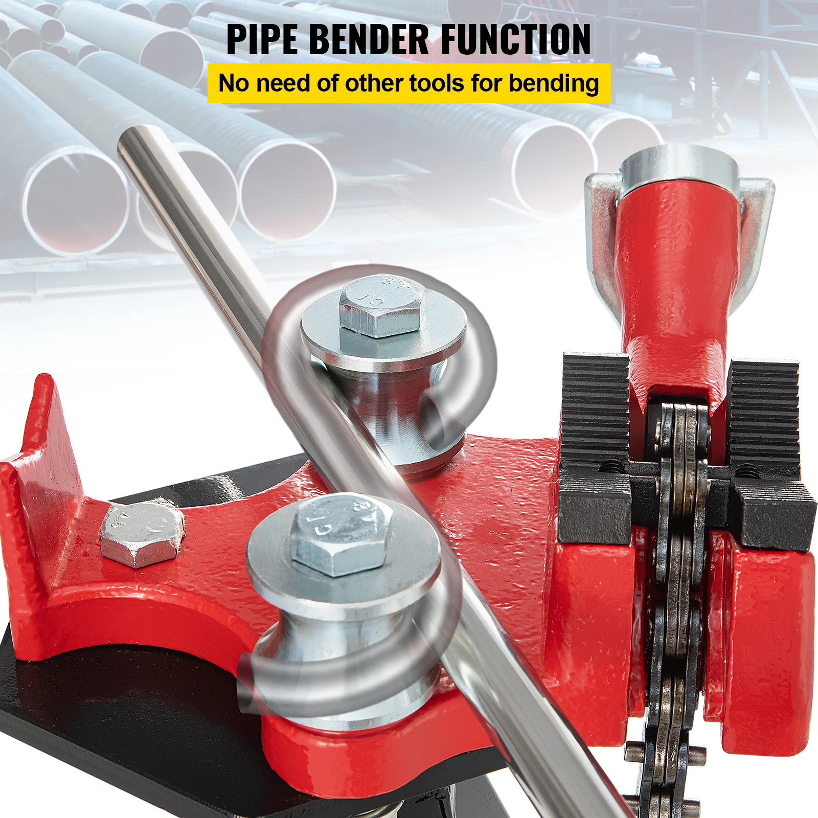 VEVOR Steel Tripod Pipe Chain Vise 1/8-5in Capacity Foldable Legs Tri-Stand Bench Vice for Fixing Supporting Bending Metal Pipes 5