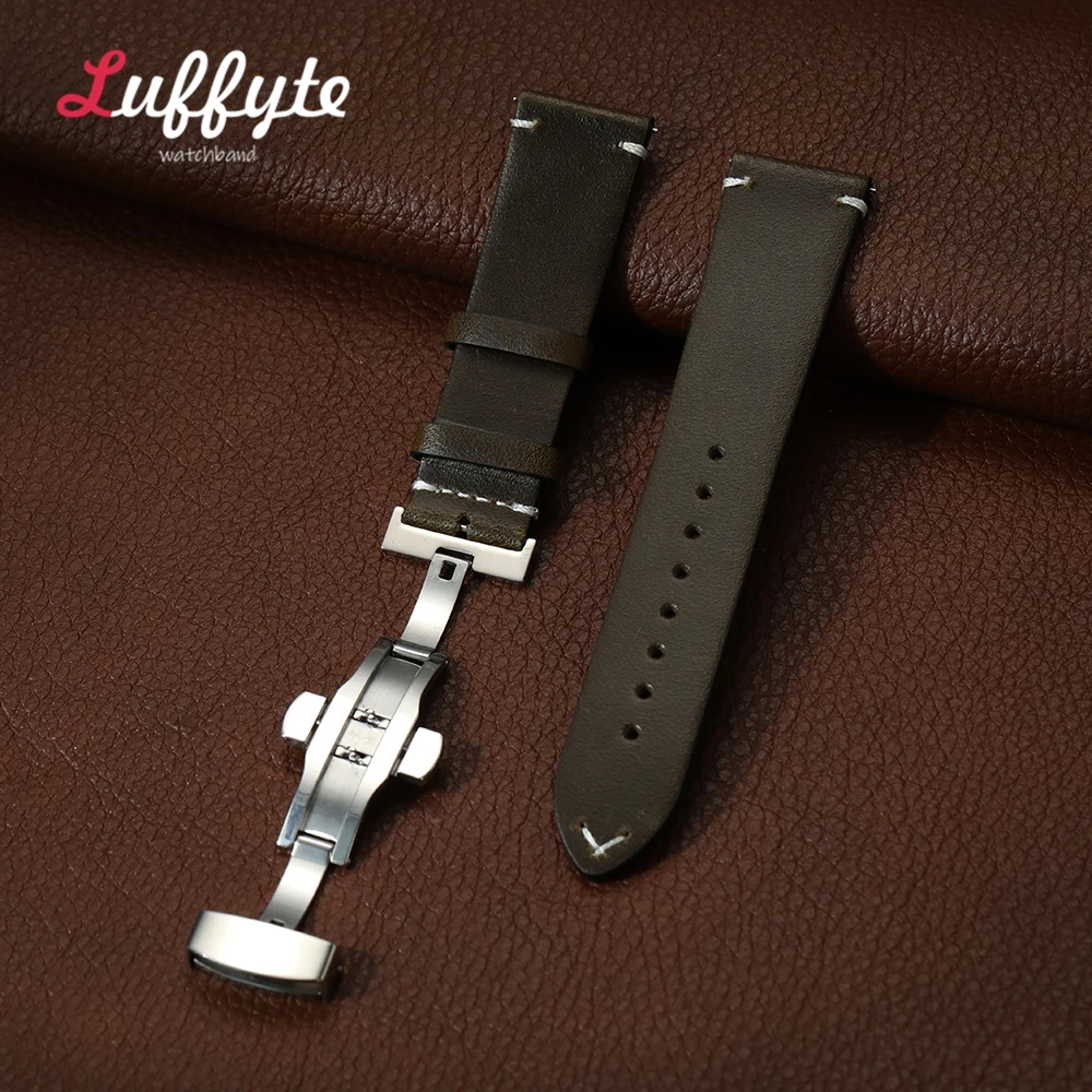 Premium Leather Watch Band with Quick Release & Butterfly Buckle - Universal Size